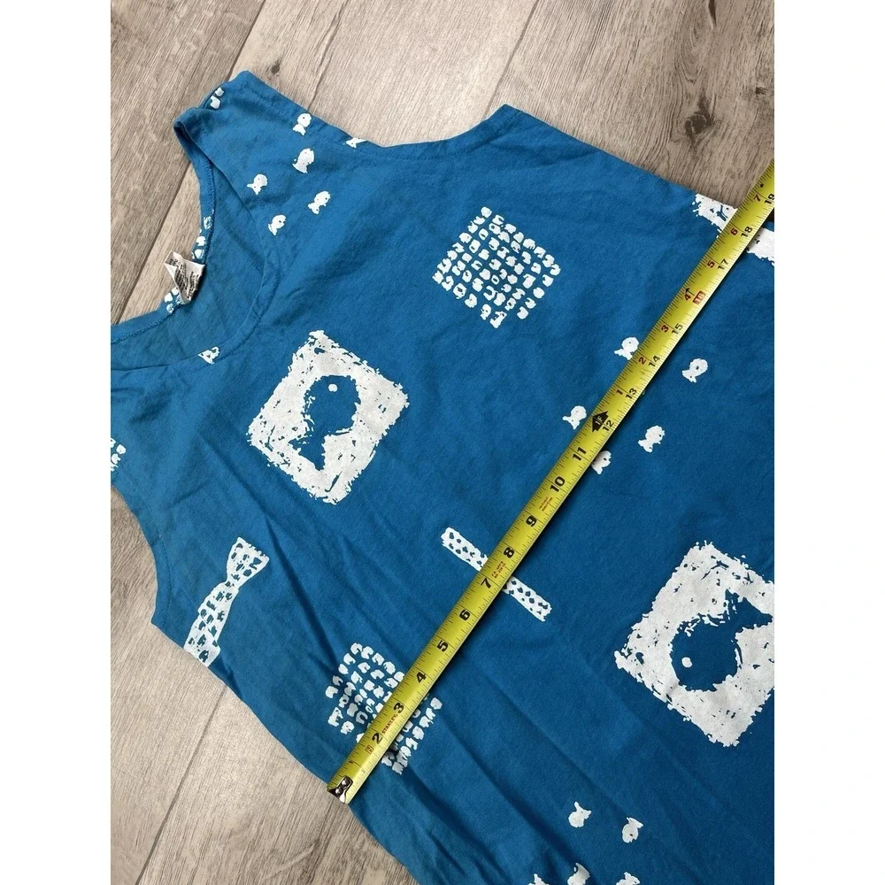 Cotton Fields by M. Mac Dress Sz Medium Blue Fish 100% Cotton USA Maxi Beach - Picture 8 of 11